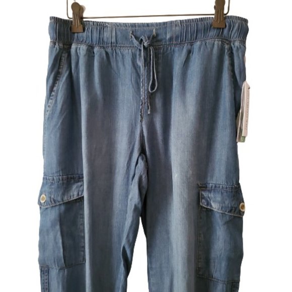For The Republic Denim Tencel Lyocell Blue Denim Cargo Jogger Pants Sz Small NWT - Picture 4 of 10